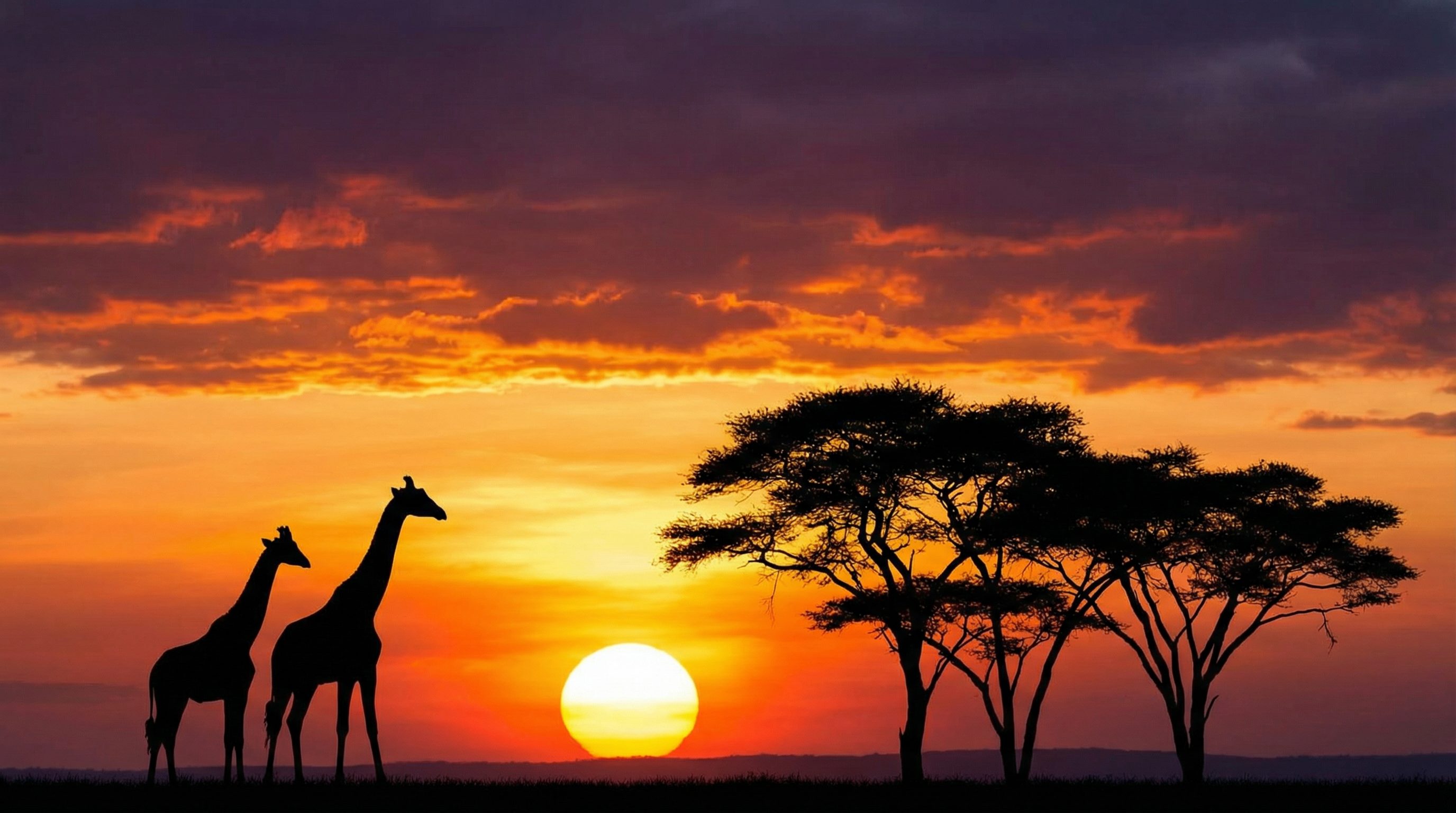 98堂短视频：长颈鹿日落剪影